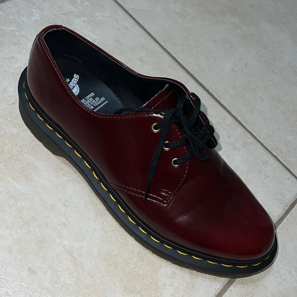 Dr Martens 1461 Cherry Red Smooth Leather Oxford Shoes - Picture 5 of 15
